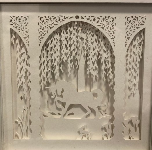 Unicorn in enchanted swamp paper lightbox